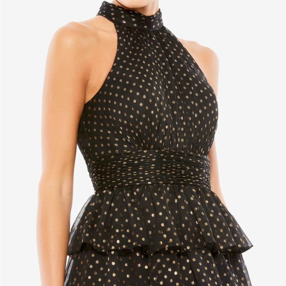 Mac Duggal Layered Polka Dot Cocktail Dress Size 8 NWT